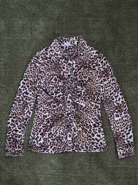 By Design leopard print button-up shirt